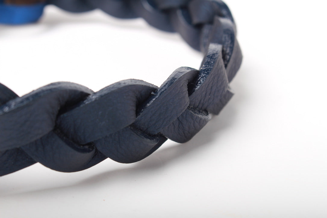 Collar Trenzado Mora Azul / Bronce