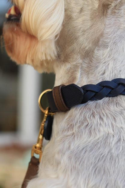 Collar Trenzado Mora Azul / Bronce