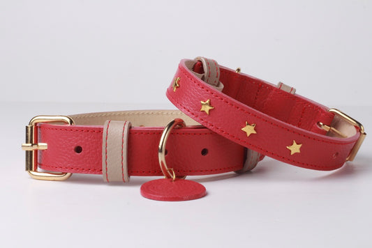 Collar Fresa / Taupé Taches de Estrellas